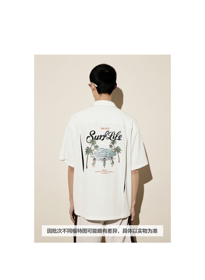 Waxbird Men's Summer Style Back Large Embroidered Short Sleeve Loose Fit Men's Shirt - Image 4