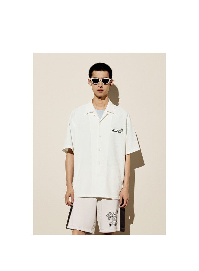 Waxbird Men's Summer Style Back Large Embroidered Short Sleeve Loose Fit Men's Shirt - Image 2