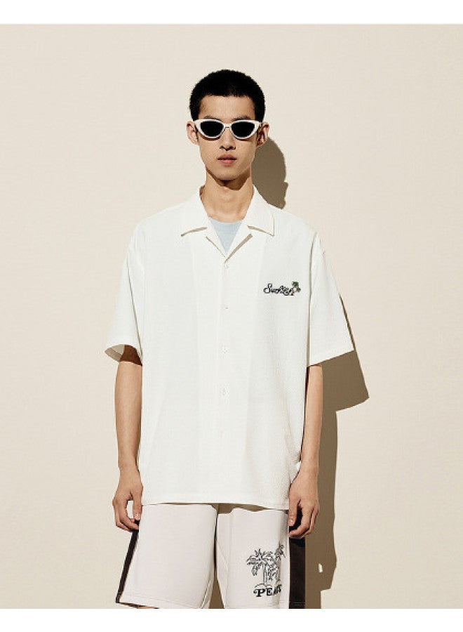 Waxbird Men's Summer Style Back Large Embroidered Short Sleeve Loose Fit Men's Shirt - Image 1