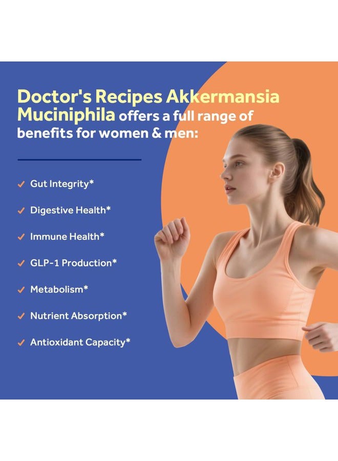 Doctor's Recipes Akkermansia Probiotic, Akkermansia Muciniphila 100 Billion TFUs, Cranberry, Blueberry & Pomegranate Extract, GLP-1 Production, Gut, Digestive, Immune Health, 30 Veggie Capsules - Image 3