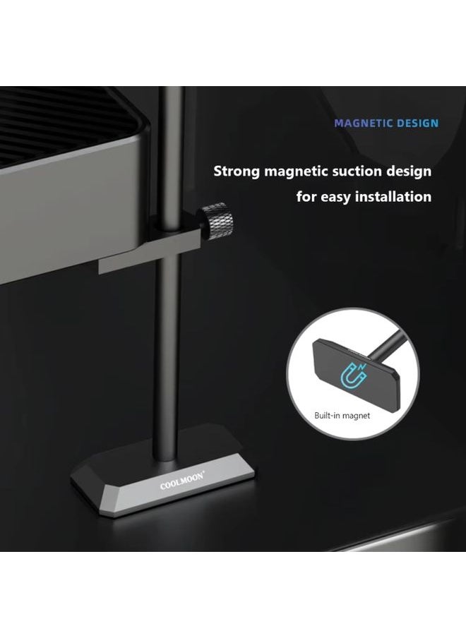 BURAQ COOLMOON GH195 Desktop Computer Vertical Mounted Graphics Card Protection Shelf Metal Rod Magnetic Support Bracket, Color: Silver  - Image 3