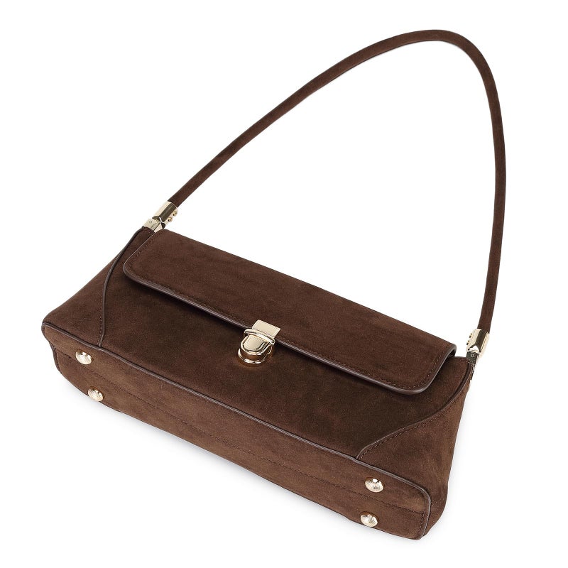WSRYDJDL Shoulder Bags for Women Vintage Handbag Retro Classic Small Purse Cute Hobo Tote Handbag Mini Clutch Purse (Suede Coffee) - Image 4