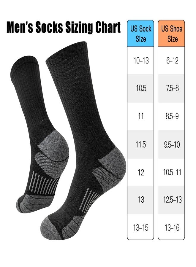 JOYNÉE 8 Pairs Mens Crew Socks Cushioned Moisture Wicking Athletic Socks Work Breathable Socks for Men,Black,Sock Size:10-13 - Image 3
