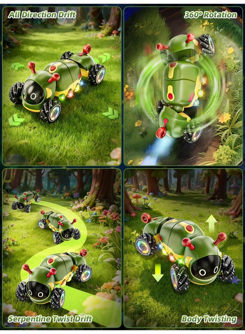 Wheels Remote Controlled Car Caterpillar with Music, 2.4 GHz RC Stunt Car with Spray & Cool Lighting, 4WD 360° Rotation Crawling Insect Monster Truck, Toy Gift for 3+ Boy Girl - Image 4