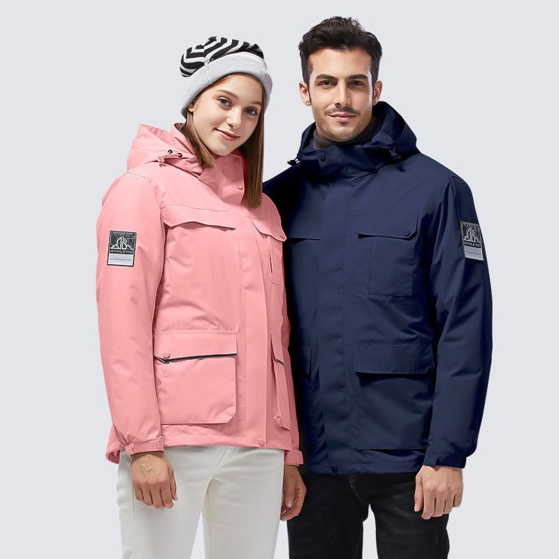 Outdoor jacket men's and women's workwear autumn and winter New down liner three-in-one detachable windproof hooded jacket - Image 4