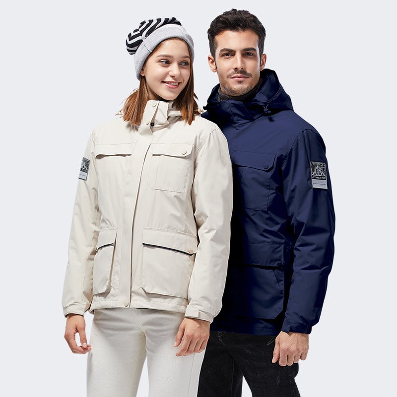 Outdoor jacket men's and women's workwear autumn and winter New down liner three-in-one detachable windproof hooded jacket - Image 5