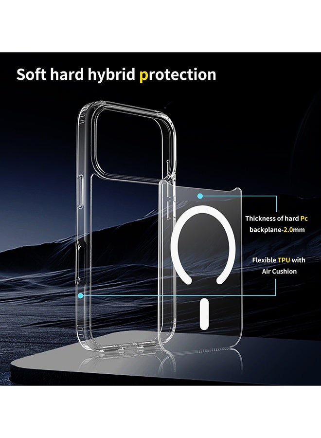 آيفون 17 برو ماكس غطاء حالة ماجساف ，مغناطيسي قوي ، حماية الانخفاض من الدرجة العسكرية ، متوافقة مع ماجساف وإكسسوارات الهاتف المغناطيسي واضحة - Image 2