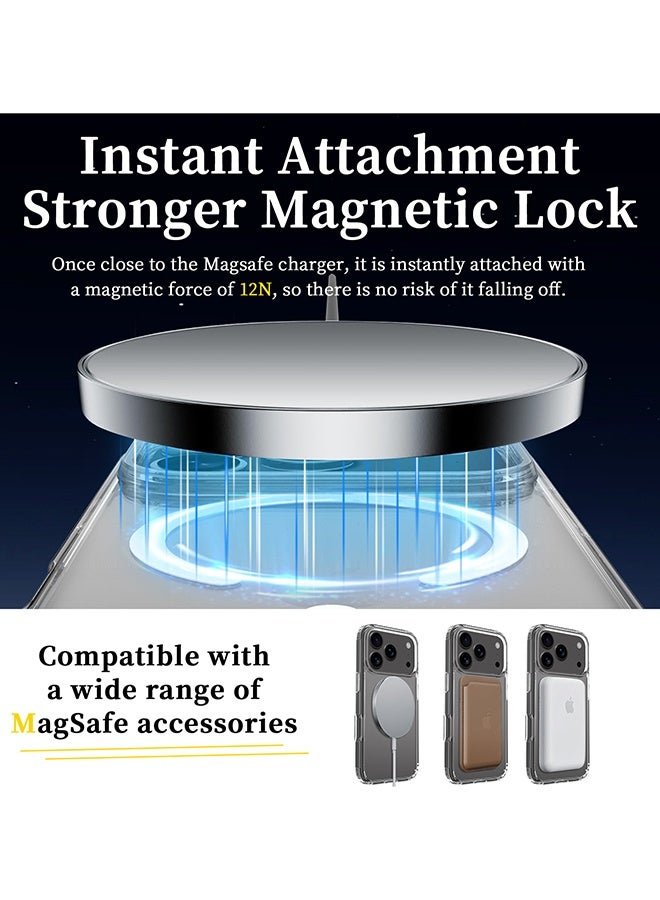 آيفون 17 برو ماكس غطاء حالة ماجساف ，مغناطيسي قوي ، حماية الانخفاض من الدرجة العسكرية ، متوافقة مع ماجساف وإكسسوارات الهاتف المغناطيسي واضحة - Image 5
