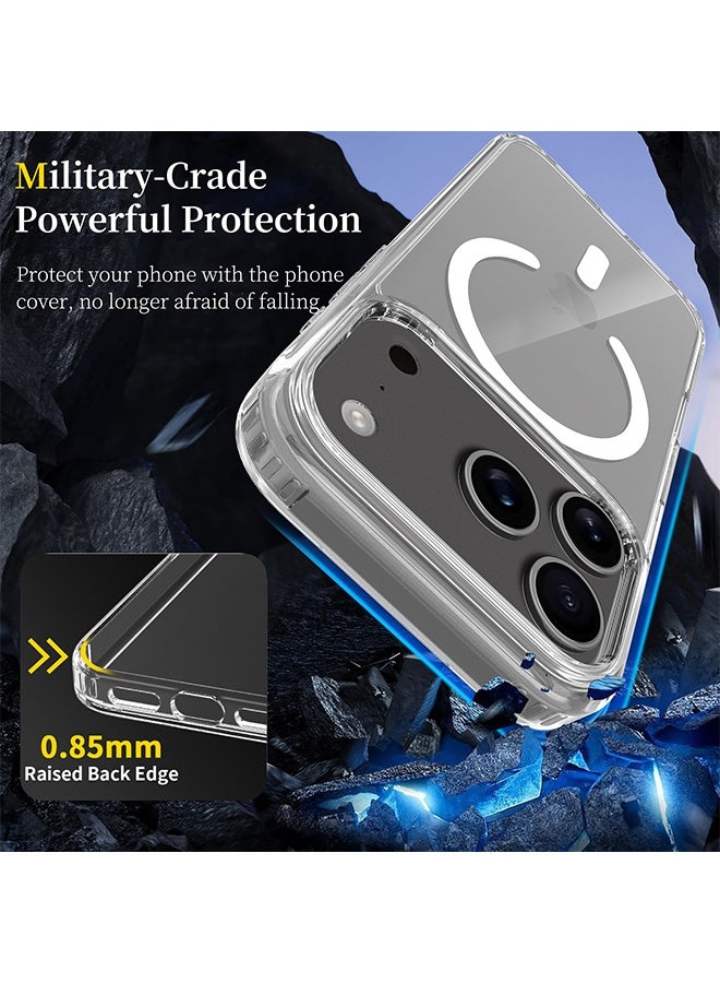 آيفون 17 برو ماكس غطاء حالة ماجساف ，مغناطيسي قوي ، حماية الانخفاض من الدرجة العسكرية ، متوافقة مع ماجساف وإكسسوارات الهاتف المغناطيسي واضحة - Image 3