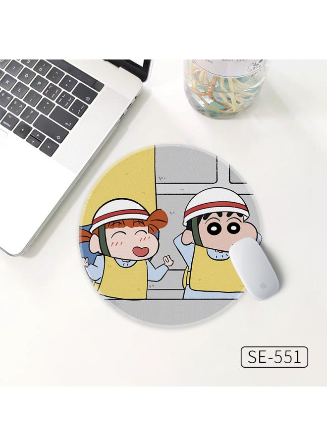Cute Cartoon Crayon Small Round Mouse Pad High Sensitive Thickened Non-Slip Office Small Table Mat Girls Non-Slip-Color:20x 20cm 3mm Thick Diatom Mud Cushion-Pattern:SE-551-Xiao Xin And Sakurada Nini In School Uniform - Image 1