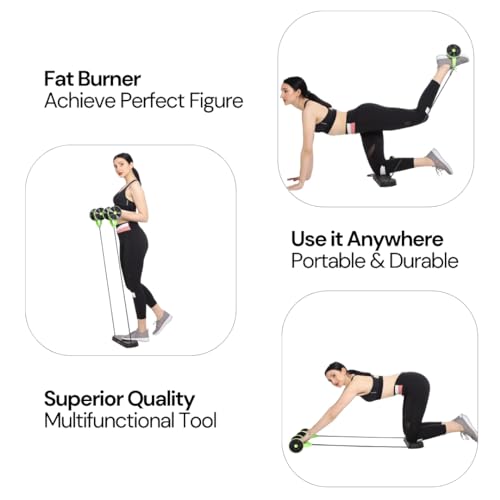Burnlab Ab Roller Wheel with Resistance Tube (Green), Adjustable Training Levels for Abdominal & Core Strength Training, Comfortable Knee Base for Home Gym Fitness - for Men and Women - Image 4