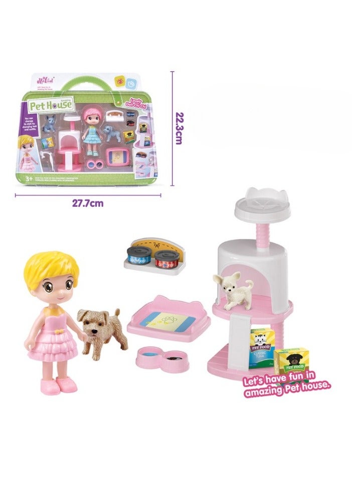 AROAQ Mini House Furniture Set, durable plastic dollhouse furniture set, role-playing parent-child interactive game, Miniature Doll House Accessories for children, (6301A Pet Room None) - Image 1