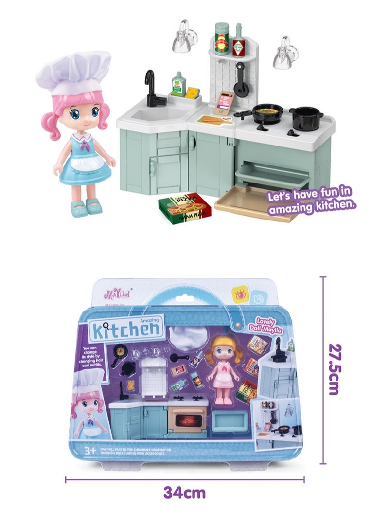 AROAQ Mini House Furniture Set, durable plastic dollhouse furniture set, role-playing parent-child interactive game, Miniature Doll House Accessories for children, (6301A Pet Room None) - Image 3