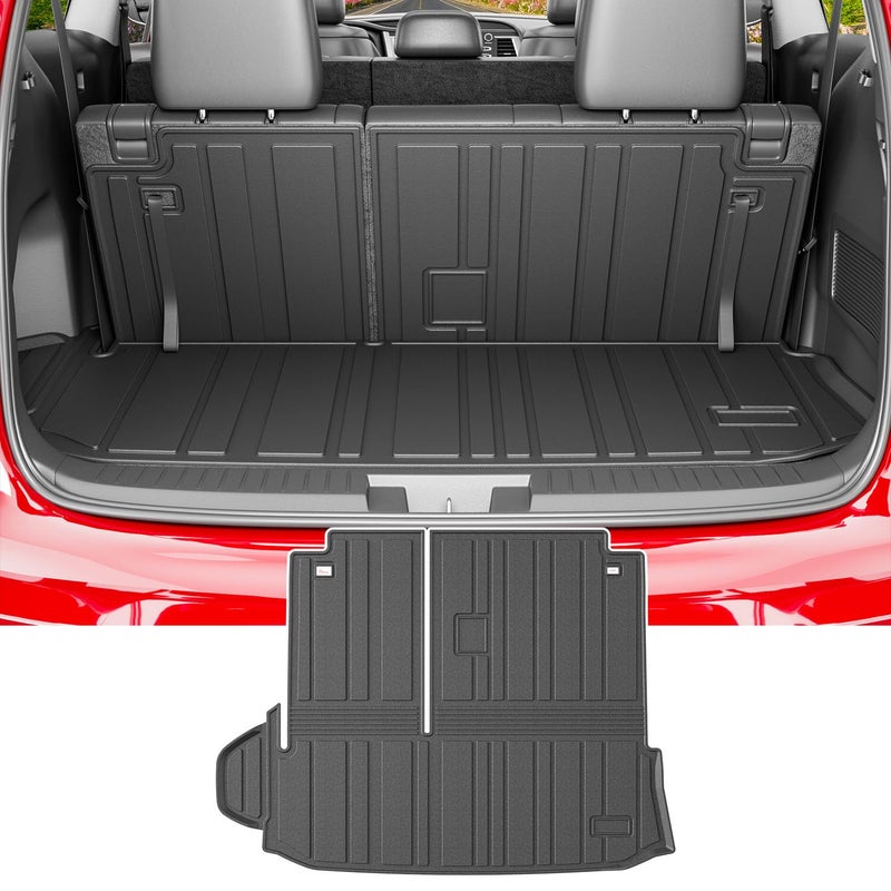 powoq Cargo Mat Compatible with 2020-2025 Toyota Highlander Backrest Mat TPE Cargo Liners Replacement for Toyota Highlander Accessories (Fit 2020-2025 Highlander,Rear Cargo Mat with Backrest Mat) - Image 1