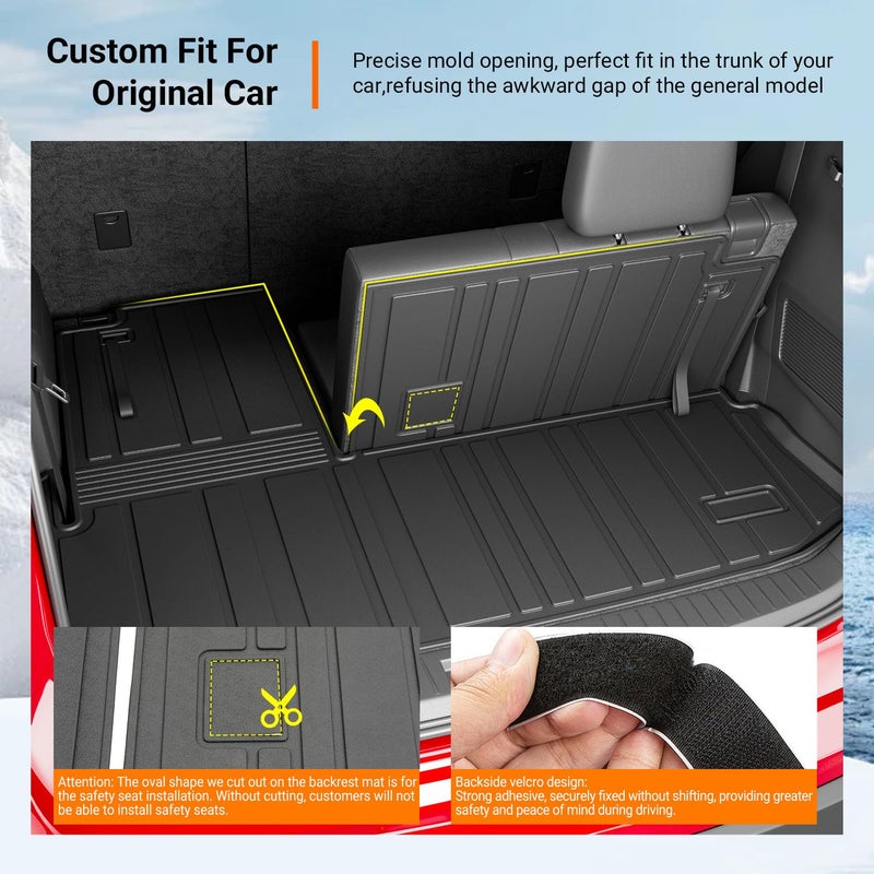 powoq Cargo Mat Compatible with 2020-2025 Toyota Highlander Backrest Mat TPE Cargo Liners Replacement for Toyota Highlander Accessories (Fit 2020-2025 Highlander,Rear Cargo Mat with Backrest Mat) - Image 2