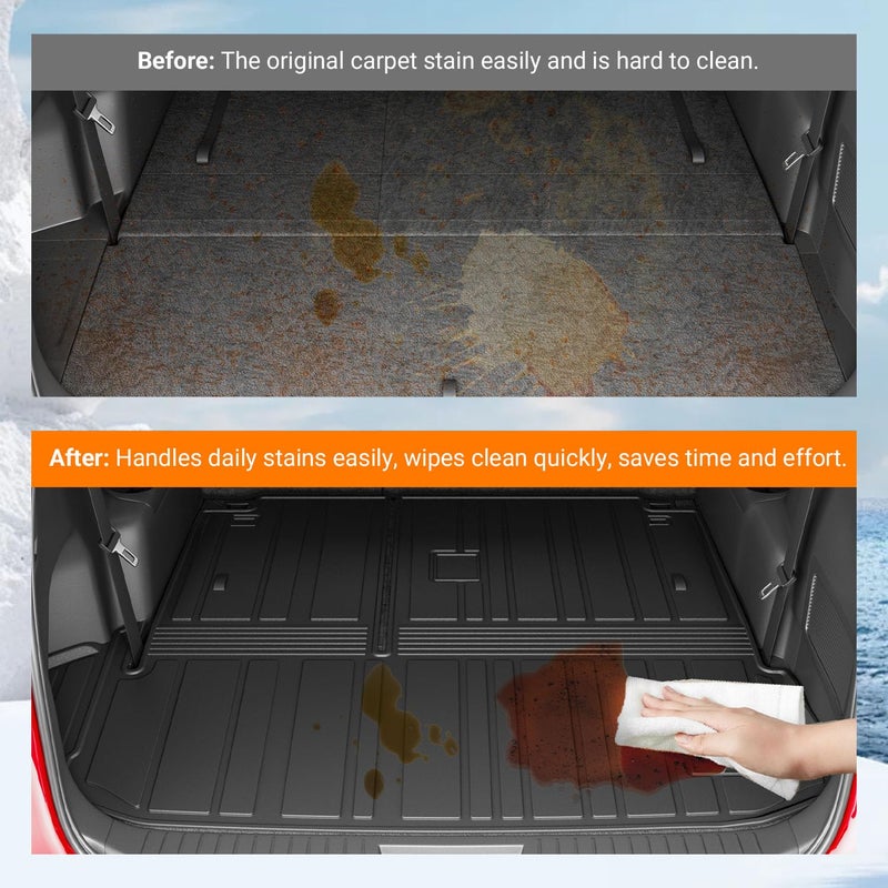 powoq Cargo Mat Compatible with 2020-2025 Toyota Highlander Backrest Mat TPE Cargo Liners Replacement for Toyota Highlander Accessories (Fit 2020-2025 Highlander,Rear Cargo Mat with Backrest Mat) - Image 3