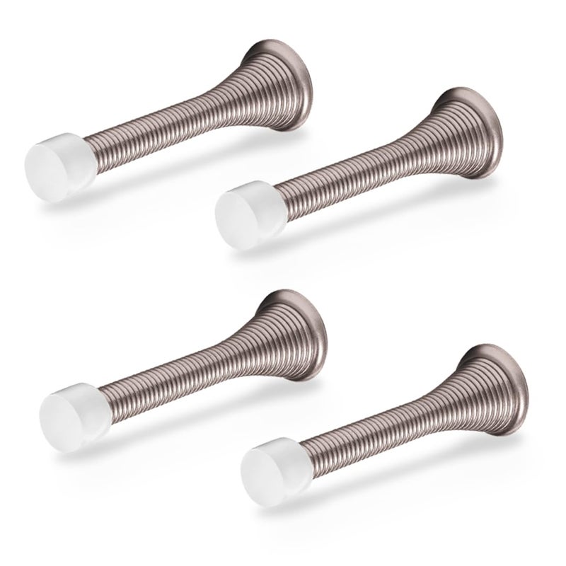 FIGO HOME Door Stoppers for Wall â€“ Spring Door Stopper with Rubber Tip â€“ 3-1/4" â€“ Pack of 4 â€“ Doorstop â€“ Ideal for Home, Offices, Schools - Image 1