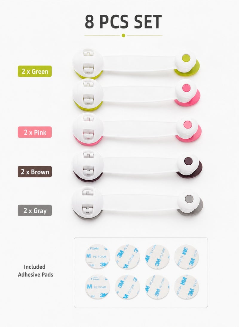8 Pieces Child Safety Locks, Child Proof Refrigerator Lock, Fridge Locks for Kids with Sticky Adhesive Pads Sutible for Fridge, Cabinets, Drawers and Dishwasher - Image 3