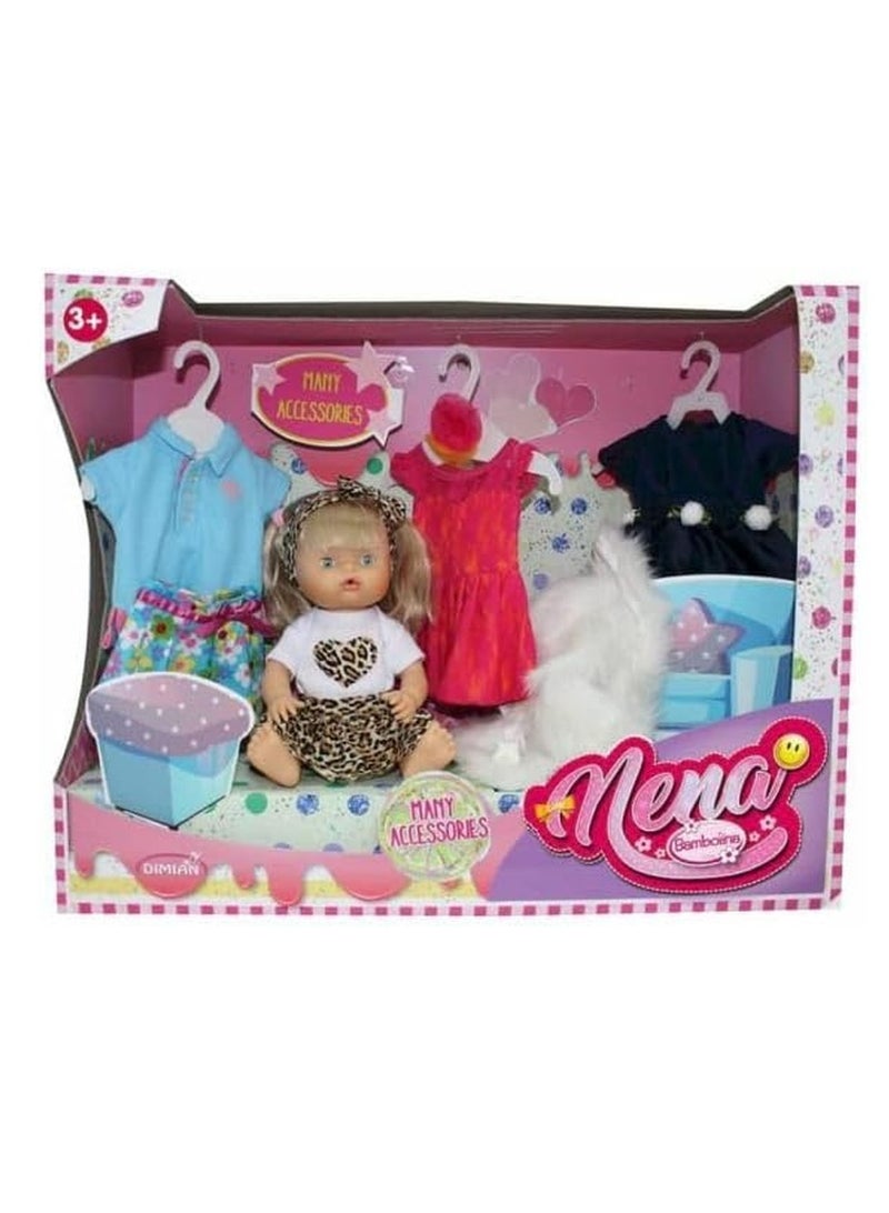 Dimian Dimian - Bambolina 36 cm Mena Doll With 3 Dress - BD1625