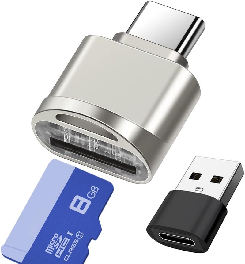 Mepsies Micro SD Card Reader, USB C to SD Card Reader, Type C TF Memory Card Reader with USB C to USB Adapter, USB OTG Card Reader for Laptops, MacBook, Galaxy Phones and More - Image 1