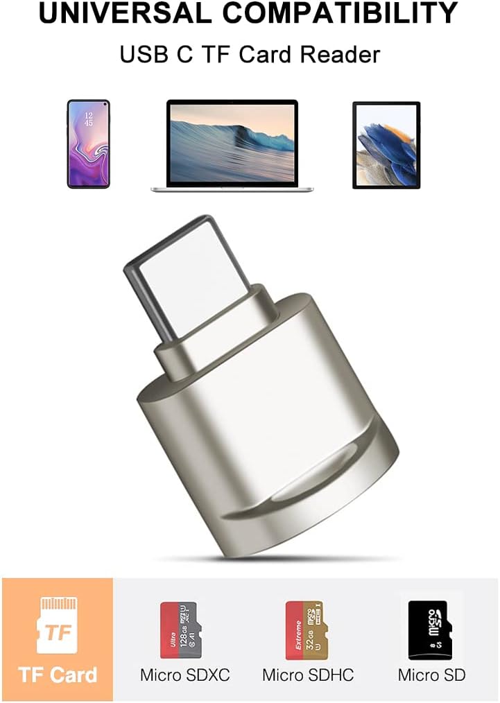 Mepsies Micro SD Card Reader, USB C to SD Card Reader, Type C TF Memory Card Reader with USB C to USB Adapter, USB OTG Card Reader for Laptops, MacBook, Galaxy Phones and More - Image 2