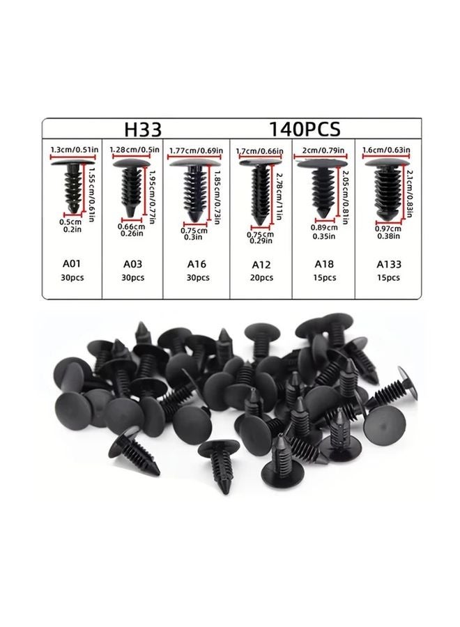 140 قطعة من كلبات المسامير البلاستيكية على شكل شجرة لصدادات السيارات والألواح الداخلية - Image 2