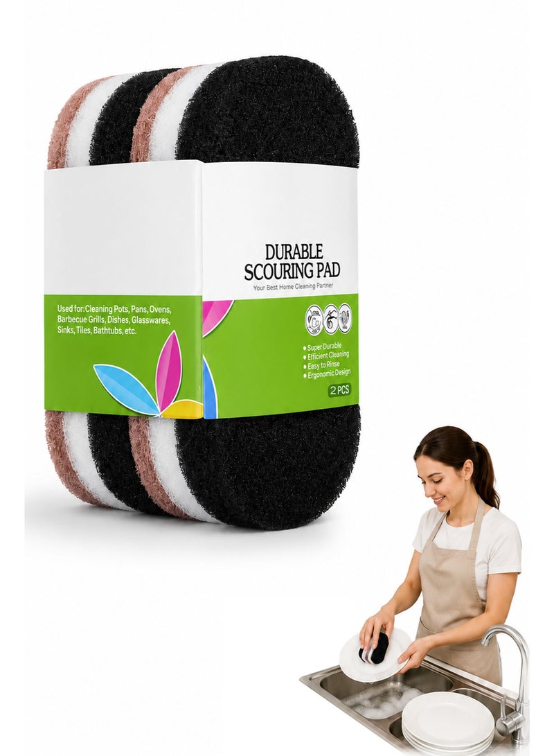 2 PCS Heavy Duty Scouring Pads for Kitchen Cleaning – Multi-Purpose Scrub Pads for Pots, Pans, Dishes, Sink & Oven, Durable Reusable Cleaning Sponges for Household Use - Image 1