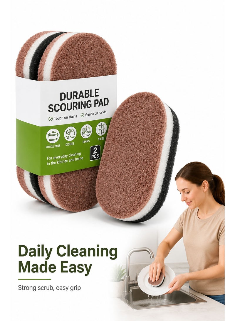 2 PCS Heavy Duty Scouring Pads for Kitchen Cleaning – Multi-Purpose Scrub Pads for Pots, Pans, Dishes, Sink & Oven, Durable Reusable Cleaning Sponges for Household Use - Image 4