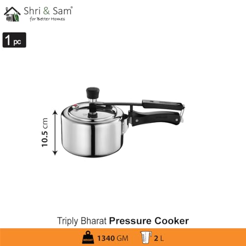 Shri & Sam TriPly 18/8 Stainless Steel Inner Lid Pressure Cooker, 2 Litre, with Extra Safety Valve, Induction and Gas Ready, Silver, 5-Year Warranty - Image 4