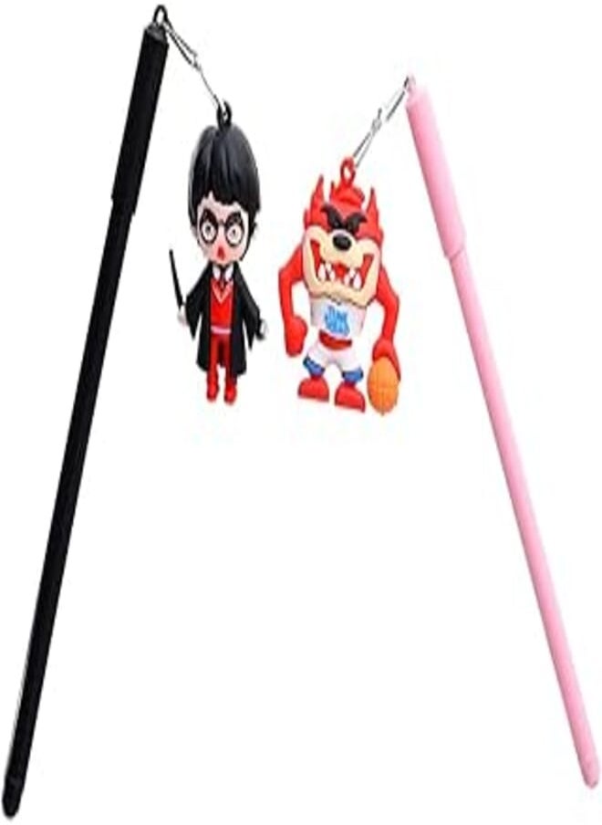 YANG YANG Yang Yang GP-133 Gel Pen With Toy Assorted Desing On Cap 0.38.mm Set Of 2 Pcs For Student, School, Office - Multi Color 