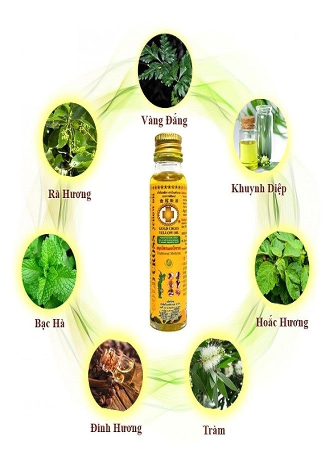 HANI PO™ 3* Gold Cross Thai Herbal Yellow Oil, 24ml - 1X Black Inhaler - Pain Relief Balm | Oil for Elder Women & Men | Imported Products - Image 4