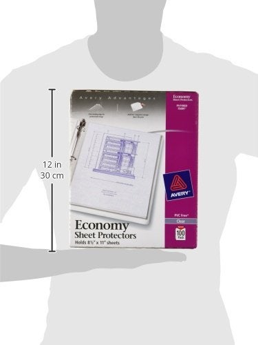 Avery Economy Weight Sheet Protectors, Acid Free, 8.5" x 11", 100 per Pack, 100 Clear Document Protectors Total (75091) - Image 3