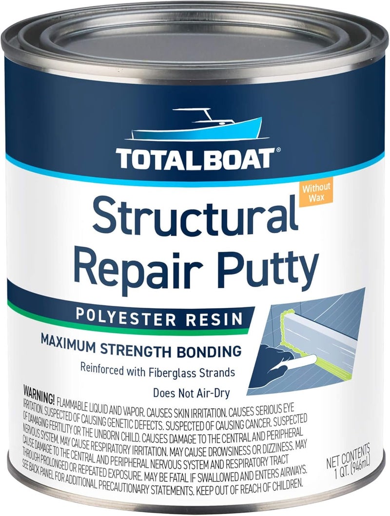 TotalBoat Polyester Structural Repair Putty - Marine Grade Long Strand Fiber Fiberglass Reinforced Filler for Boat and Automotive Repair - Image 1