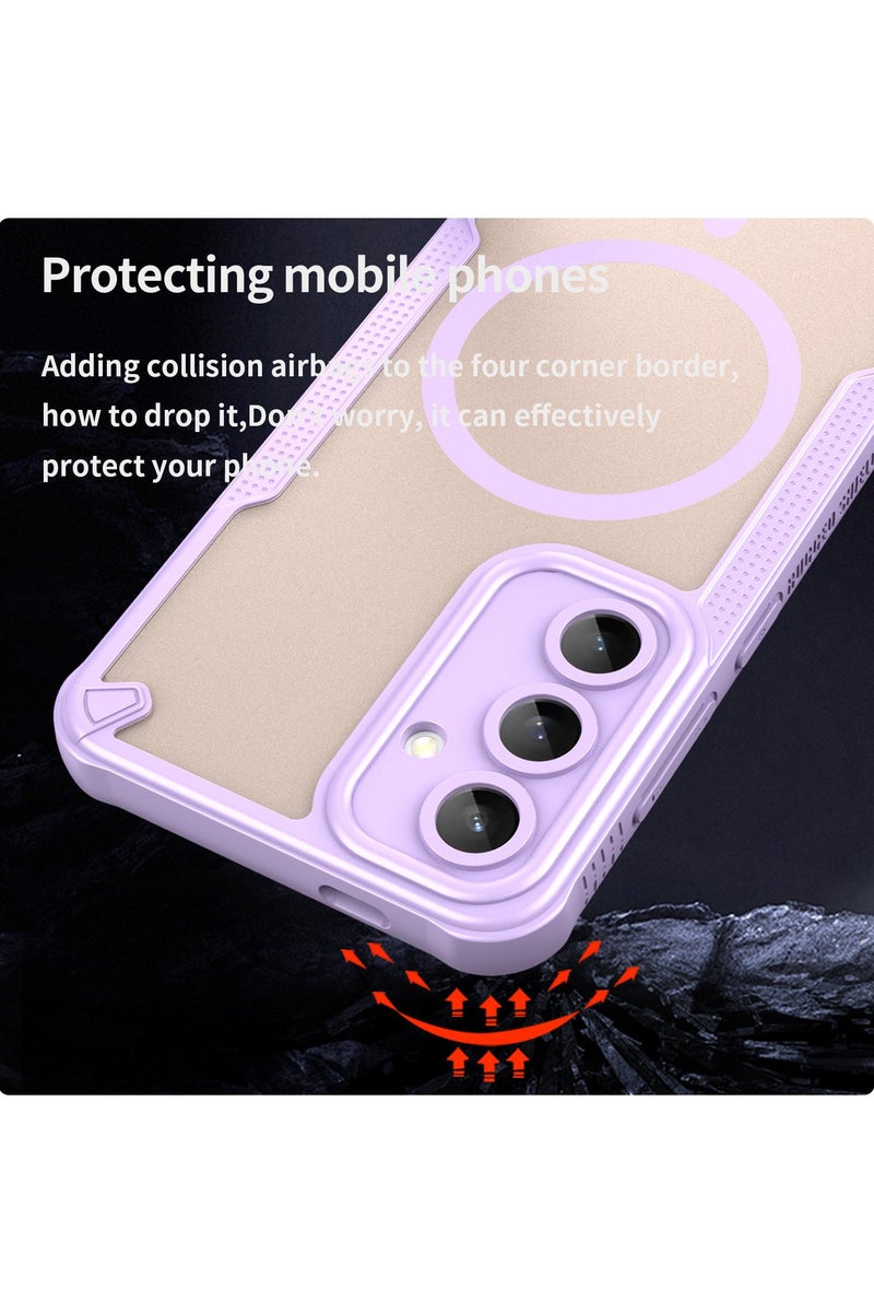 Cover For Samsung Galaxy S24 FE Armor Glaze MagSafe Magnetic Phone Case Raised edges around the screen and camera lens help prevent scratches - Purple - Image 3
