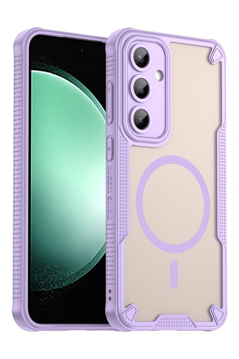 Cover For Samsung Galaxy S24 FE Armor Glaze MagSafe Magnetic Phone Case Raised edges around the screen and camera lens help prevent scratches - Purple - Image 1