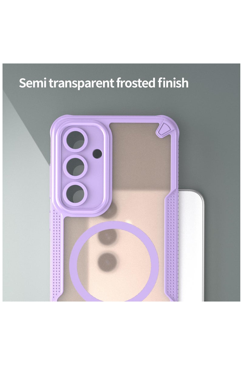 Cover For Samsung Galaxy S24 FE Armor Glaze MagSafe Magnetic Phone Case Raised edges around the screen and camera lens help prevent scratches - Purple - Image 4