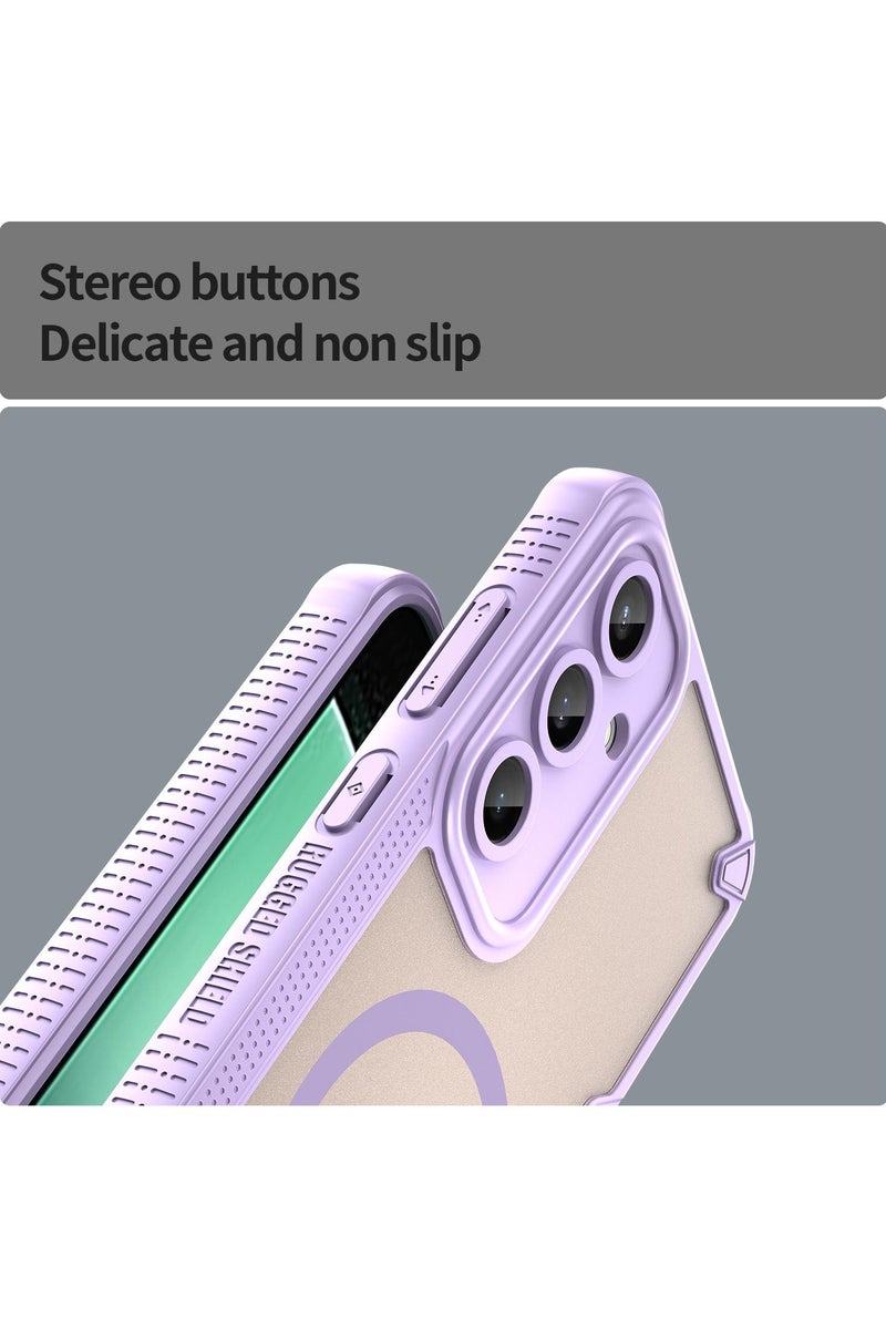 Cover For Samsung Galaxy S24 FE Armor Glaze MagSafe Magnetic Phone Case Raised edges around the screen and camera lens help prevent scratches - Purple - Image 5