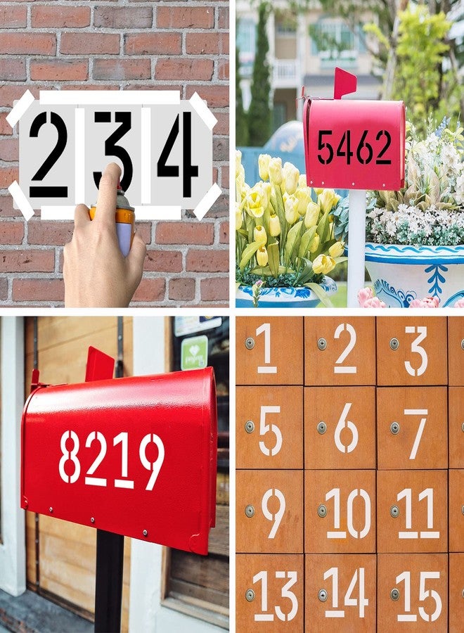 ASMPIO 4 Inch Curb Stencil Kit 0-9 Address Number Stencil, 20Pcs Reusable 14 Mil Mylar Plastic Numbers Stencils with Masking Tape for Painting on Road, Wall, Wood, Mailbox(4"Tall) - Image 3