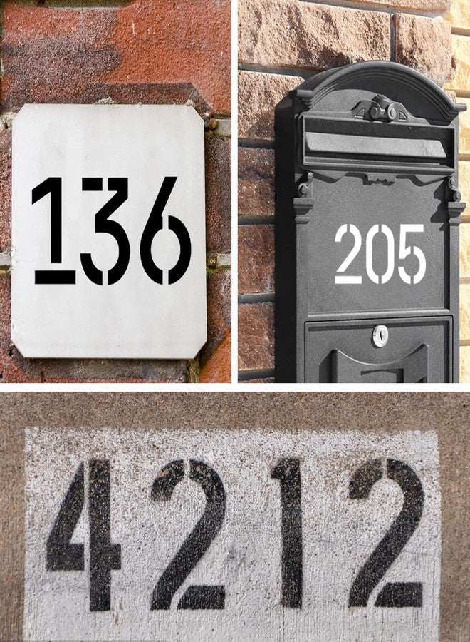 ASMPIO 4 Inch Curb Stencil Kit 0-9 Address Number Stencil, 20Pcs Reusable 14 Mil Mylar Plastic Numbers Stencils with Masking Tape for Painting on Road, Wall, Wood, Mailbox(4"Tall) - Image 4