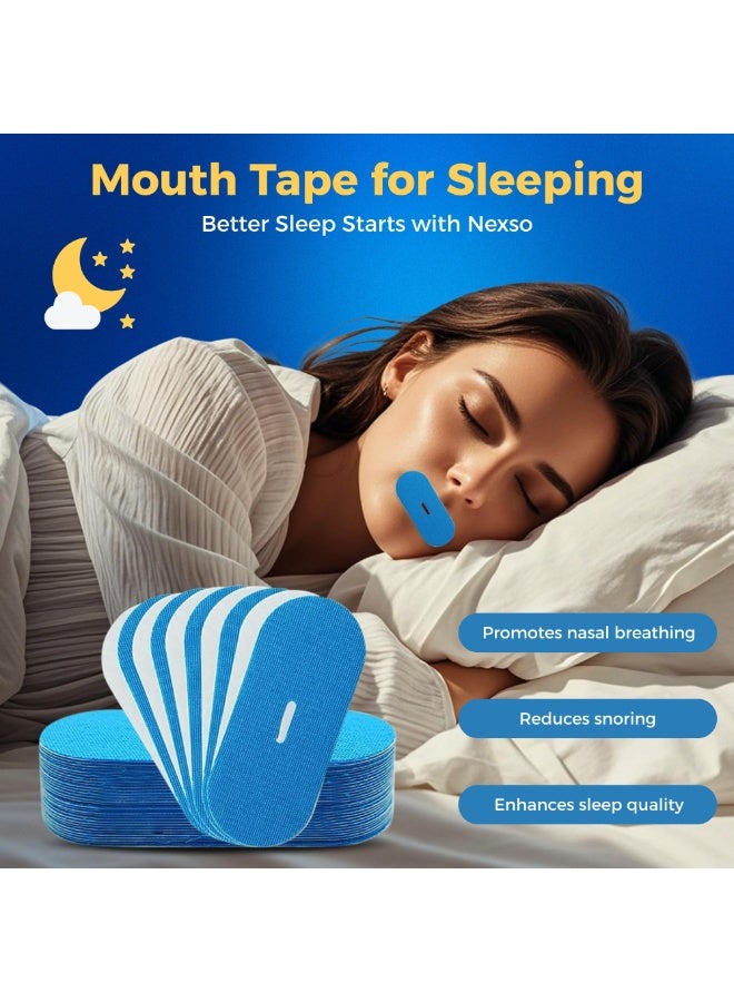 Nexso Blue Mouth Tape for Sleeping Adults | 30 Hypoallergenic Nasal Breathing Strips for Snore Reduction | Comfortable, Medical-Grade Adhesive | Promotes Restorative Sleep & Better Sleep Quality - Image 2