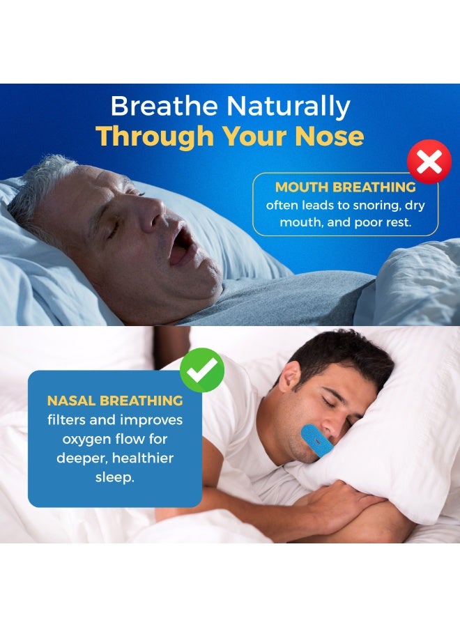 Nexso Blue Mouth Tape for Sleeping Adults | 30 Hypoallergenic Nasal Breathing Strips for Snore Reduction | Comfortable, Medical-Grade Adhesive | Promotes Restorative Sleep & Better Sleep Quality - Image 3