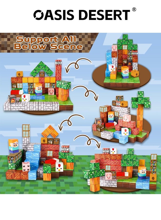 صحراء الواحة كتل البناء المغناطيسية -100 قطعة. مكعبات البناء المغناطيسية للألعاب البناء. مناسب للفتيان والفتيات كأحجار تطوير ذكاء الأطفال في "ستيم". تكديس الألعاب ألغاز اللمس. هدايا عيد الميلاد مناسب للأطفال الصغار. - Image 3