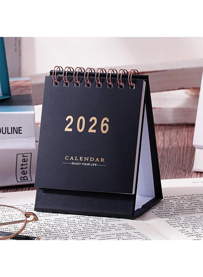 HY Mini Desk Calendar 2026-2027 - Use Jan 2026 to June 2027, Monthy Small Desktop Calendar 250 GSM Thick Paper Twin-Wire Binding for Home or Office (Black) - Image 5