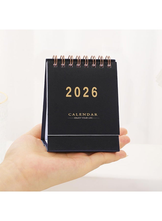 HY Mini Desk Calendar 2026-2027 - Use Jan 2026 to June 2027, Monthy Small Desktop Calendar 250 GSM Thick Paper Twin-Wire Binding for Home or Office (Black) - Image 3