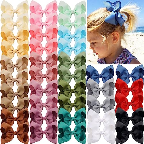 JOYOYO 40Pcs 45 Hair Bows Alligator Clips Grosgrain Ribbon Girls Bows Clips Barrettes Hair Accessories for Baby Girls Toddlers Kids Teens 45inch20 Colors in Pairs - Image 1