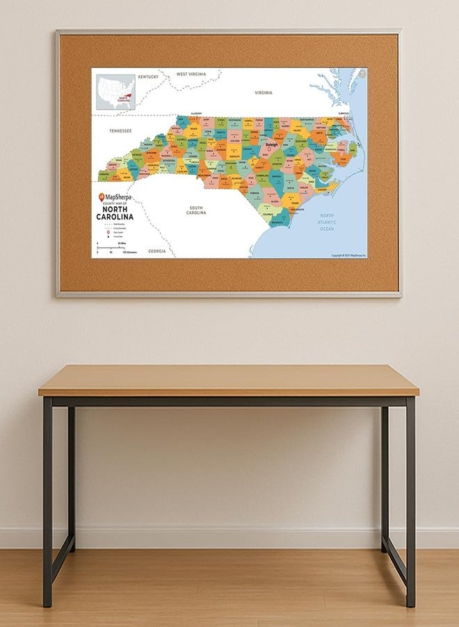 MapSherpa North Carolina Counties Map - Standard - 36" x 18.25" Laminated - Image 2