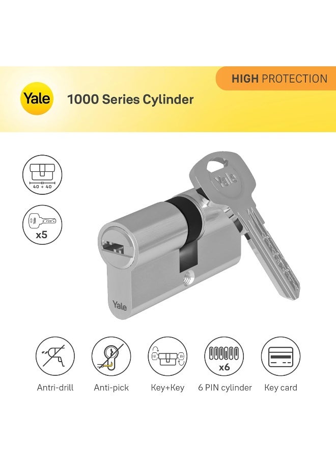 Yale 10-1072-4040-00-22-11 1000 Series Emergency Clutch double euro profile cylinder, 40mm+40mm Satin Nickel For Linus Smart Door Lock - Image 2