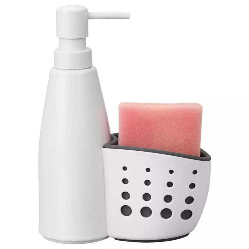 PASHANDOZ Kitchen Sink Tidy Kitchen Sink Caddy Sponge Holder Sink Sponge Holder for Kitchen Sink Organiser in Kitchen Caddy for Kitchen Sink Soap Holder with Liquid Dispenser - Image 1