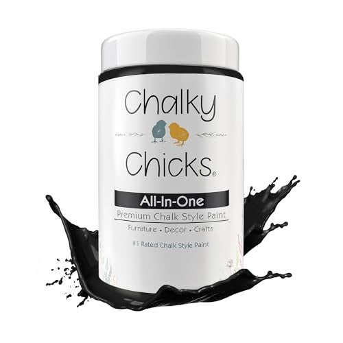 Chalky Chicks All-in-One Chalk Paint for Furniture or Cabinet - 32 Fl Oz - Matte Finish Starless Night Black for Metal, Wood Furniture Paint - No Sanding All-in-One for Home Decor & Crafts, USA Made - Image 1