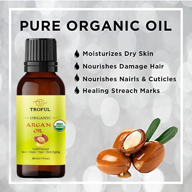 TROFUL Organic Argan Oil 30 ml -100% Pure Cold Pressed Moroccan Organic Argan Oil for Hair Growth, Face, Body,Nails,Treatment For Damaged Hair and Dry Skin Air & land transit compatible - Image 5